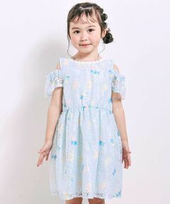 SLAP SLIP / スラップ スリップ ミニ丈・ひざ丈ワンピース | 【お揃い】花柄レースアイス総柄肩明きワンピース(90~130cm)