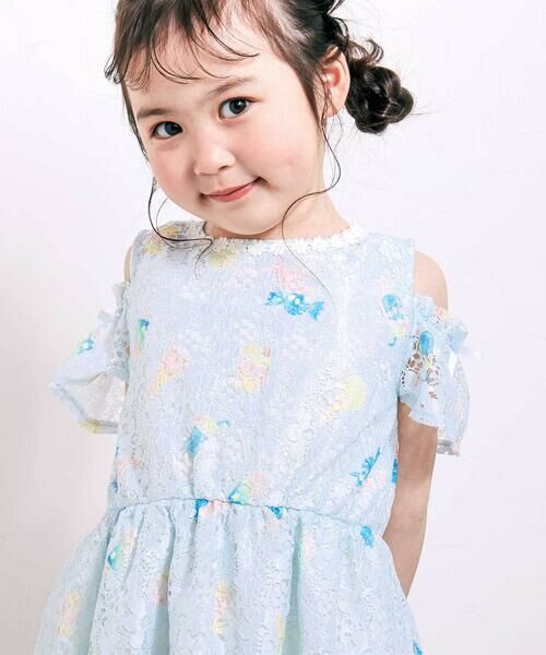 SLAP SLIP / スラップ スリップ ミニ丈・ひざ丈ワンピース | 【お揃い】花柄レースアイス総柄肩明きワンピース(90~130cm) | 詳細3