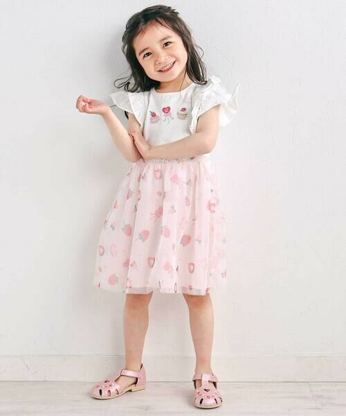 SLAP SLIP / スラップ スリップ ミニ丈・ひざ丈ワンピース | スイーツ刺しゅうフルーツ柄チュールワンピース(80~130cm) | 詳細2