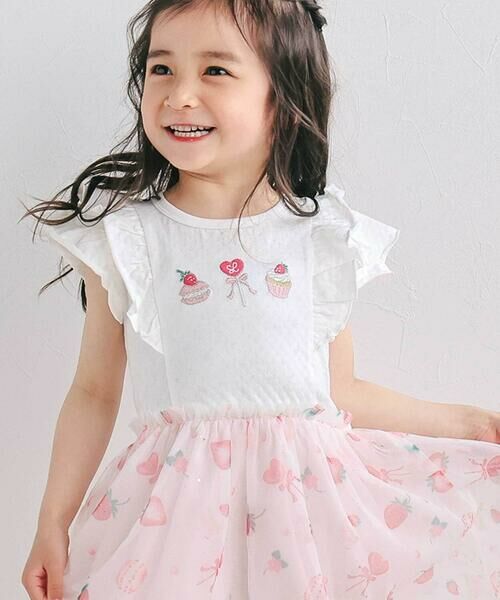 SLAP SLIP / スラップ スリップ ミニ丈・ひざ丈ワンピース | スイーツ刺しゅうフルーツ柄チュールワンピース(80~130cm) | 詳細3