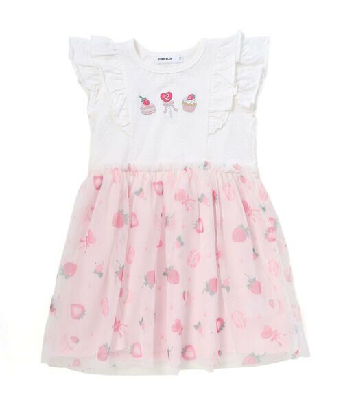SLAP SLIP / スラップ スリップ ミニ丈・ひざ丈ワンピース | スイーツ刺しゅうフルーツ柄チュールワンピース(80~130cm) | 詳細4