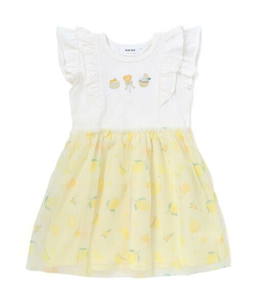 SLAP SLIP / スラップ スリップ ミニ丈・ひざ丈ワンピース | スイーツ刺しゅうフルーツ柄チュールワンピース(80~130cm)（イエロー系）