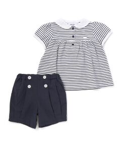 SLAP SLIP / スラップ スリップ その他トップス | 【マリンシリーズ】セーラーカラーボーダー半袖Tシャツ+パンツセットアップ(80~130cm)