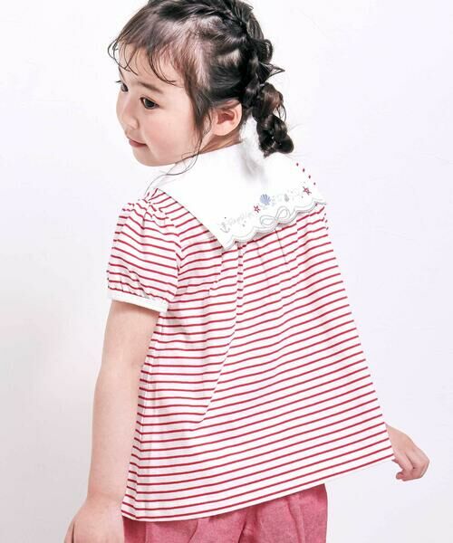 SLAP SLIP / スラップ スリップ その他トップス | 【マリンシリーズ】セーラーカラーボーダー半袖Tシャツ+パンツセットアップ(80~130cm) | 詳細2