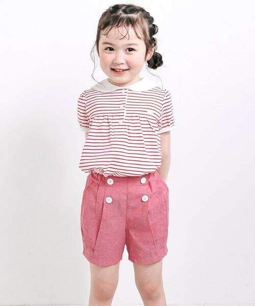 SLAP SLIP / スラップ スリップ その他トップス | 【マリンシリーズ】セーラーカラーボーダー半袖Tシャツ+パンツセットアップ(80~130cm) | 詳細3