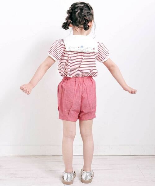 SLAP SLIP / スラップ スリップ その他トップス | 【マリンシリーズ】セーラーカラーボーダー半袖Tシャツ+パンツセットアップ(80~130cm) | 詳細4