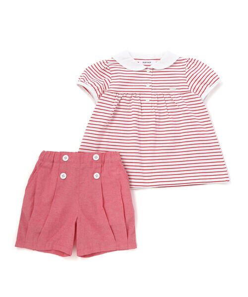 SLAP SLIP / スラップ スリップ その他トップス | 【マリンシリーズ】セーラーカラーボーダー半袖Tシャツ+パンツセットアップ(80~130cm) | 詳細5