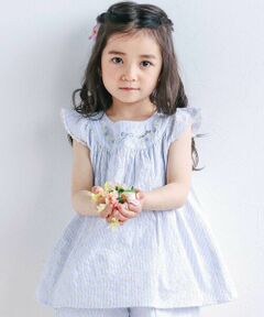 SLAP SLIP / スラップ スリップ Tシャツ | 【お揃い】肩フリルストライプ&チェックチュニック(80~130cm)