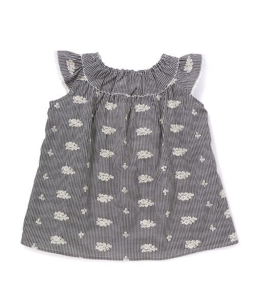 SLAP SLIP / スラップ スリップ Tシャツ | 【お揃い】肩フリルストライプ&チェックチュニック(80~130cm) | 詳細1