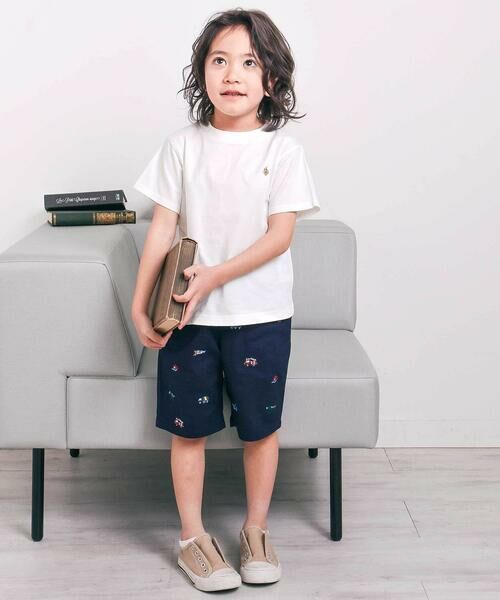 SLAP SLIP / スラップ スリップ ショート・ハーフ・半端丈パンツ | はたらくくるま恐竜総柄刺しゅうショートパンツ(80~130cm) | 詳細2