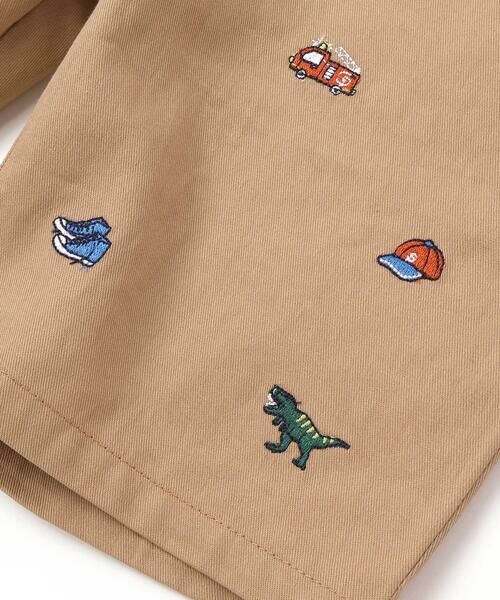 SLAP SLIP / スラップ スリップ ショート・ハーフ・半端丈パンツ | はたらくくるま恐竜総柄刺しゅうショートパンツ(80~130cm) | 詳細13