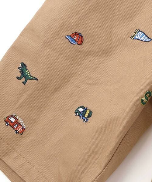 SLAP SLIP / スラップ スリップ ショート・ハーフ・半端丈パンツ | はたらくくるま恐竜総柄刺しゅうショートパンツ(80~130cm) | 詳細15