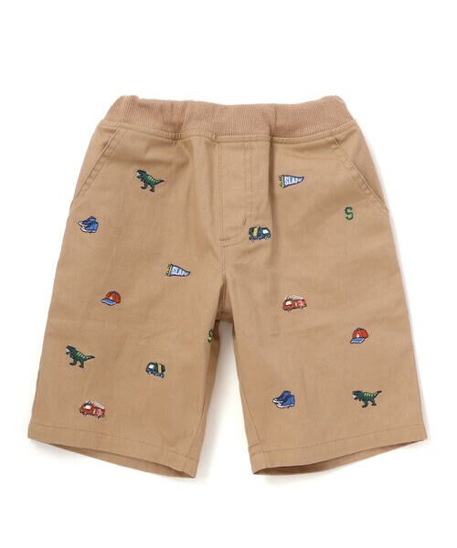 SLAP SLIP / スラップ スリップ ショート・ハーフ・半端丈パンツ | はたらくくるま恐竜総柄刺しゅうショートパンツ(80~130cm) | 詳細7