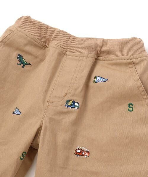 SLAP SLIP / スラップ スリップ ショート・ハーフ・半端丈パンツ | はたらくくるま恐竜総柄刺しゅうショートパンツ(80~130cm) | 詳細9