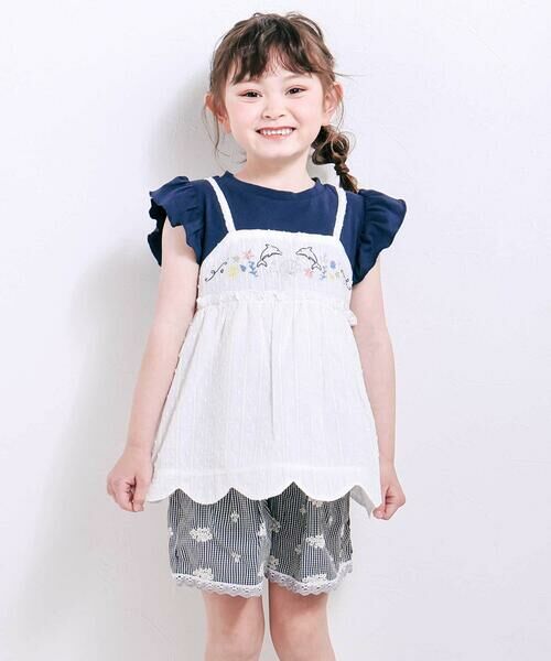 SLAP SLIP / スラップ スリップ ショート・ハーフ・半端丈パンツ | 【お揃い】裾レースストライプ&チェック柄ショートパンツ(90~130cm) | 詳細2