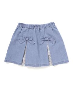 SLAP SLIP / スラップ スリップ ショート・ハーフ・半端丈パンツ | 花柄切り替えプリーツリボン付きスカパン(90~130cm)