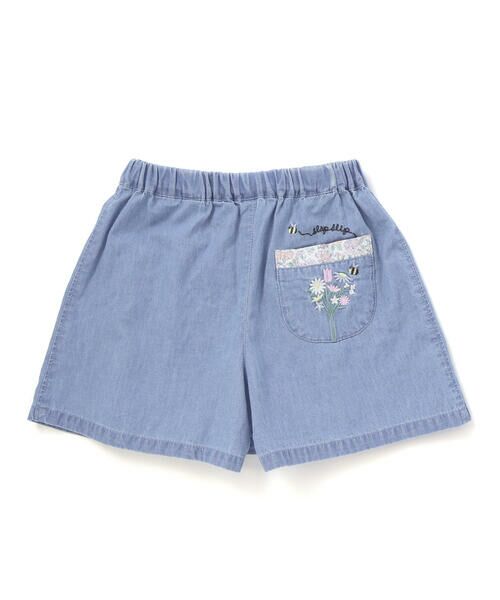 SLAP SLIP / スラップ スリップ ショート・ハーフ・半端丈パンツ | 花柄切り替えプリーツリボン付きスカパン(90~130cm) | 詳細1