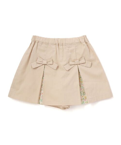 SLAP SLIP / スラップ スリップ ショート・ハーフ・半端丈パンツ | 花柄切り替えプリーツリボン付きスカパン(90~130cm) | 詳細12