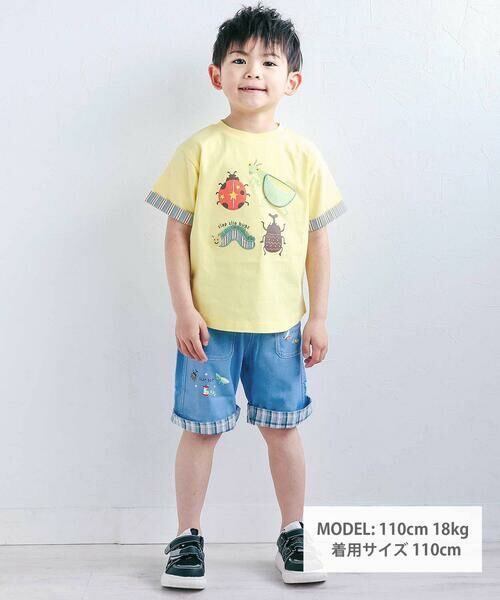 SLAP SLIP / スラップ スリップ ショート・ハーフ・半端丈パンツ | 裾チェック折り返し5.5分丈ストレッチパンツ(80~130cm) | 詳細1