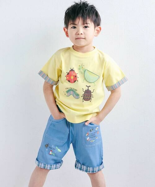 SLAP SLIP / スラップ スリップ ショート・ハーフ・半端丈パンツ | 裾チェック折り返し5.5分丈ストレッチパンツ(80~130cm) | 詳細2