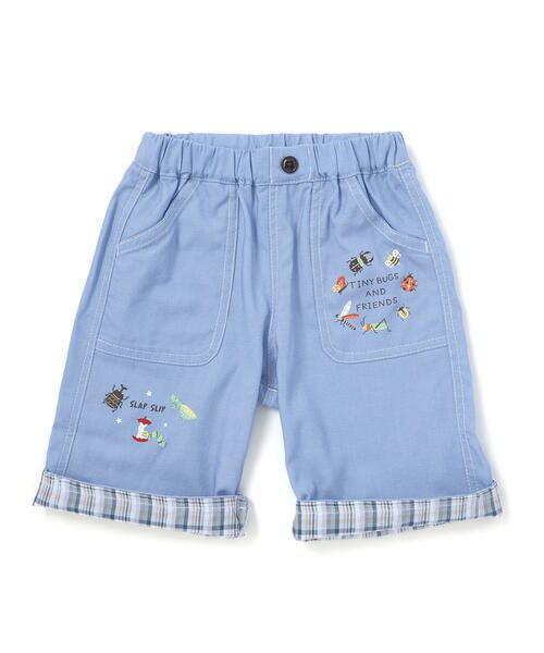 SLAP SLIP / スラップ スリップ ショート・ハーフ・半端丈パンツ | 裾チェック折り返し5.5分丈ストレッチパンツ(80~130cm) | 詳細3