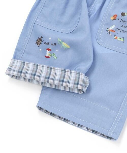 SLAP SLIP / スラップ スリップ ショート・ハーフ・半端丈パンツ | 裾チェック折り返し5.5分丈ストレッチパンツ(80~130cm) | 詳細5