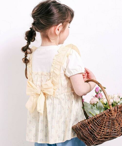 SLAP SLIP / スラップ スリップ Tシャツ | 肩フリル花柄レースドッキング半袖Tシャツ(80~130cm) | 詳細12