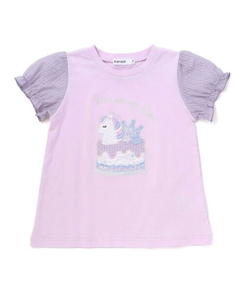 SLAP SLIP / スラップ スリップ Tシャツ | アイスxケーキスパンコールパフ半袖Tシャツ(80~130cm)（パープル）