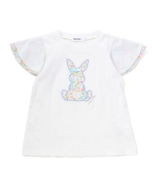 SLAP SLIP / スラップ スリップ Tシャツ | ウサギパッチ袖ハナガラ半袖Tシャツ(80~130cm) | 詳細3
