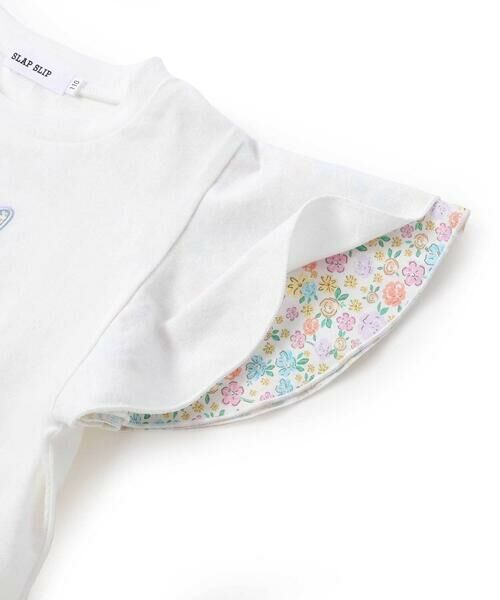 SLAP SLIP / スラップ スリップ Tシャツ | ウサギパッチ袖ハナガラ半袖Tシャツ(80~130cm) | 詳細6
