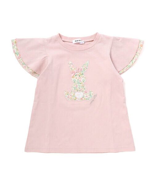 SLAP SLIP / スラップ スリップ Tシャツ | ウサギパッチ袖ハナガラ半袖Tシャツ(80~130cm) | 詳細9