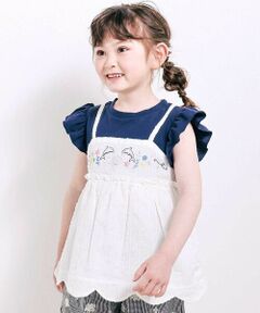 SLAP SLIP / スラップ スリップ Tシャツ | 【お揃い】スカラップキャミストライプ&ドビー半袖Tシャツ(80~130cm)