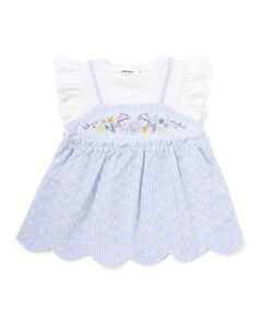 SLAP SLIP / スラップ スリップ Tシャツ | 【お揃い】スカラップキャミストライプ&ドビー半袖Tシャツ(80~130cm)