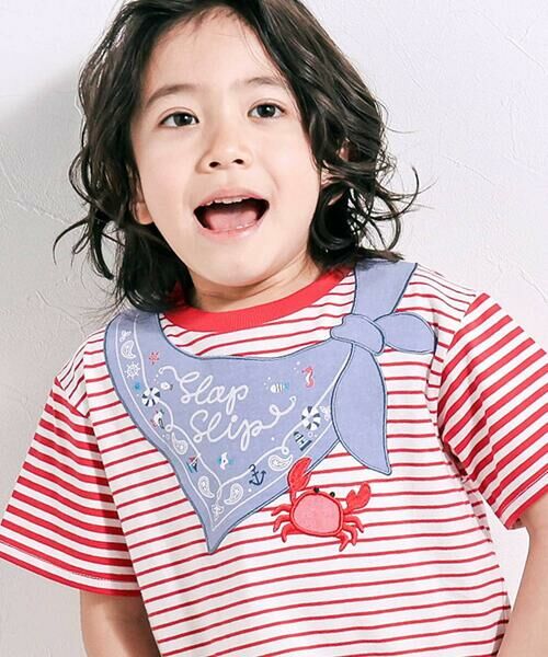 SLAP SLIP / スラップ スリップ Tシャツ | 【マリンシリーズ】セーラーカラーパッチボーダーTシャツ(80~130cm) | 詳細3