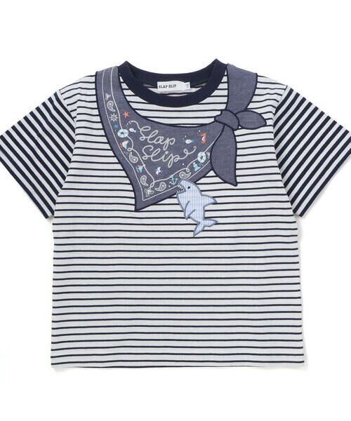 SLAP SLIP / スラップ スリップ Tシャツ | 【マリンシリーズ】セーラーカラーパッチボーダーTシャツ(80~130cm)（ネイビー系）