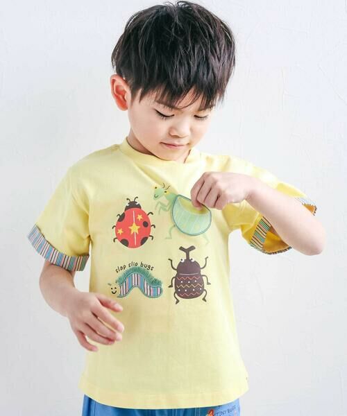SLAP SLIP / スラップ スリップ Tシャツ | 昆虫&海の生き物モチーフ半袖Tシャツ(80~130cm)（イエロー）