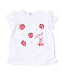 SLAP SLIP / スラップ スリップ Tシャツ | 肩フリルイチゴウサギパッチ半袖Tシャツ(80~130cm)