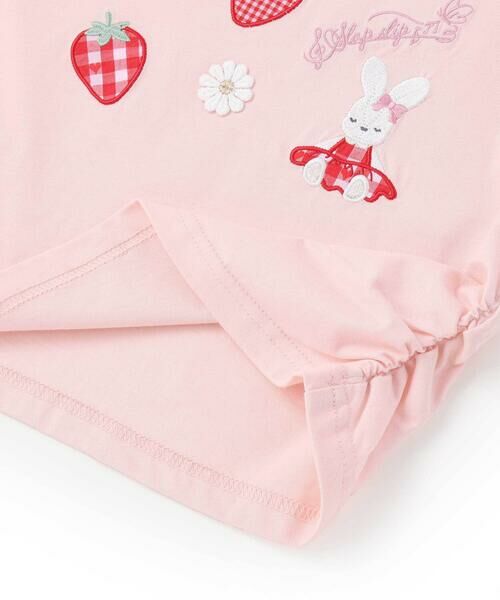 SLAP SLIP / スラップ スリップ Tシャツ | 肩フリルイチゴウサギパッチ半袖Tシャツ(80~130cm) | 詳細12