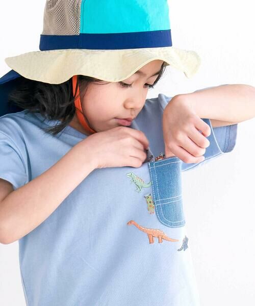 SLAP SLIP / スラップ スリップ Tシャツ | デニムポケット付き電車恐竜刺しゅうレイヤード半袖Tシャツ(80~130cm) | 詳細2