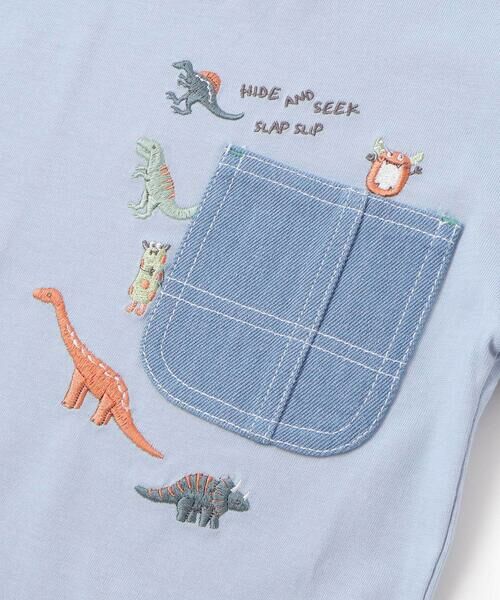 SLAP SLIP / スラップ スリップ Tシャツ | デニムポケット付き電車恐竜刺しゅうレイヤード半袖Tシャツ(80~130cm) | 詳細6