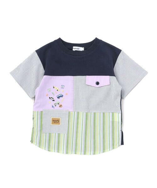 SLAP SLIP / スラップ スリップ Tシャツ | 【接触冷感】マルチ切り替え半袖Tシャツ(80~130cm)（ネイビー）