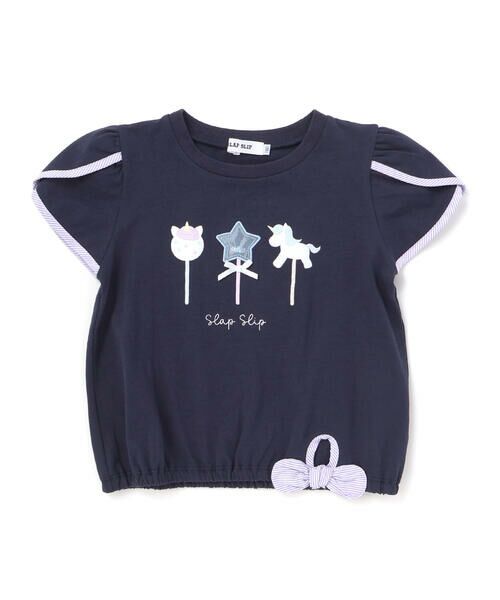 SLAP SLIP / スラップ スリップ Tシャツ | 【接触冷感】ドロストペタルスリーブ半袖Tシャツ(80~130cm)(ネイビー)