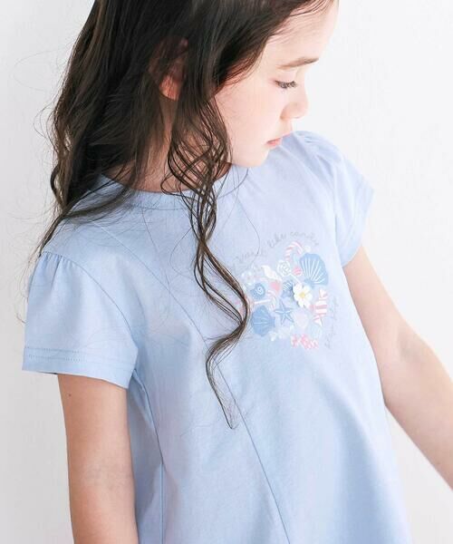 SLAP SLIP / スラップ スリップ Tシャツ | 【スララク/吸汗速乾/接触冷感/オーガニックコットン】ときめき女の子半袖Tシャツ(80~130cm)(水色×ラメシェルハート×Aライン)