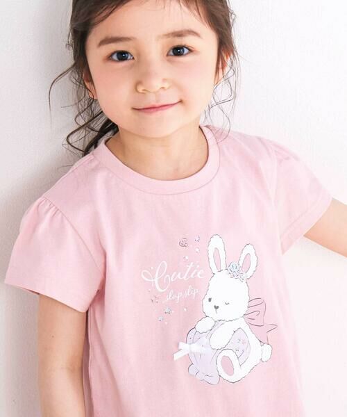 SLAP SLIP / スラップ スリップ Tシャツ | 【スララク/吸汗速乾/接触冷感/オーガニックコットン】ときめき女の子半袖Tシャツ(80~130cm)(ピンク×うさぎと貝がら)
