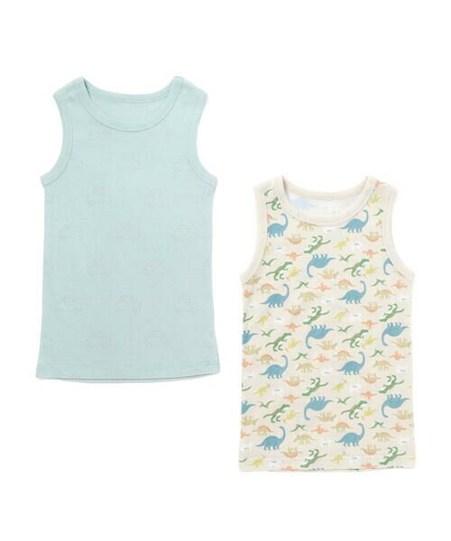 SLAP SLIP / スラップ スリップ その他インナー・ルームウェア | くるま柄+恐竜総柄タンクトップインナー2点セット(80~130cm)（恐竜と犬のお散歩とくるま）