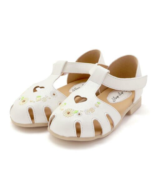 SLAP SLIP / スラップ スリップ サンダル | お花イチゴシェル刺しゅうグルカサンダル(14~19cm)（ホワイト）