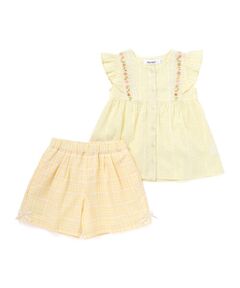 SLAP SLIP / スラップ スリップ その他トップス | 肩フリルチュニック+チェック柄ショートパンツセットアップ(90~130cm)