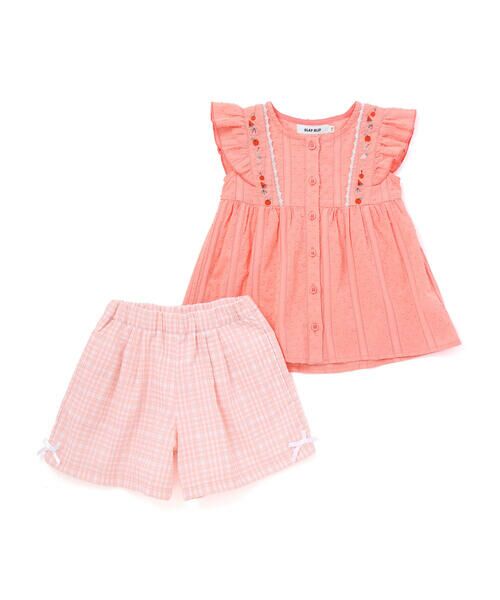 SLAP SLIP / スラップ スリップ その他トップス | 肩フリルチュニック+チェック柄ショートパンツセットアップ(90~130cm) | 詳細4
