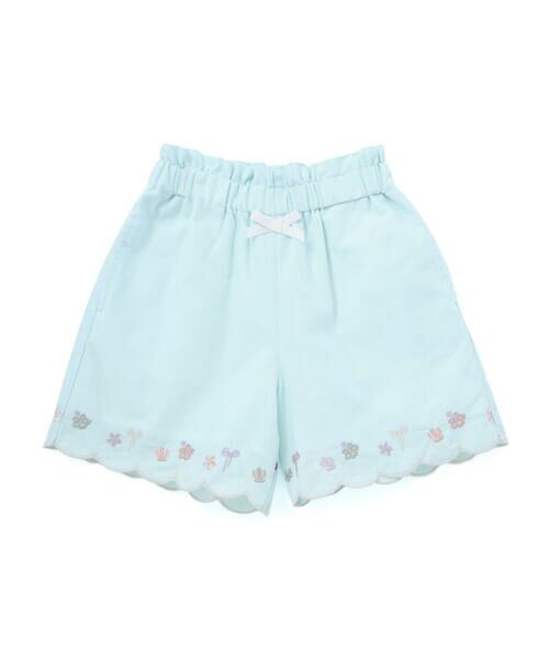 SLAP SLIP / スラップ スリップ ショート・ハーフ・半端丈パンツ | 裾スカラップシャンブレー&花柄ショートパンツ(90~130cm) | 詳細1