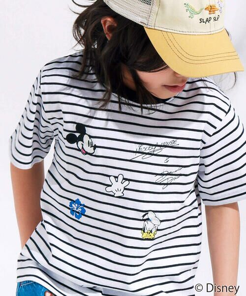 SLAP SLIP / スラップ スリップ Tシャツ | 【ディズニーコレクション】キャラクター刺しゅうボーダー半袖Tシャツ(80~130cm) | 詳細3